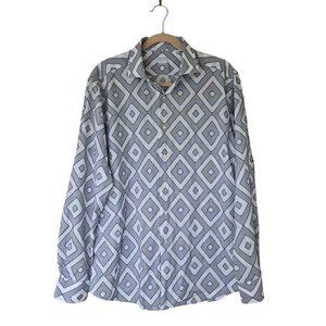 Xacus Long Sleeve Shirt Tailor Fit Geometric Print Made In Italy